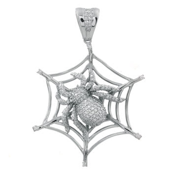Sterling Silver Pave CZ Spider Pendant