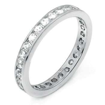 Sterling Silver Channel Setting 2 5mm Round CZ Eternity Ring