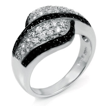 Sterling Silver Cubic Zirconia Black White CZ Ring