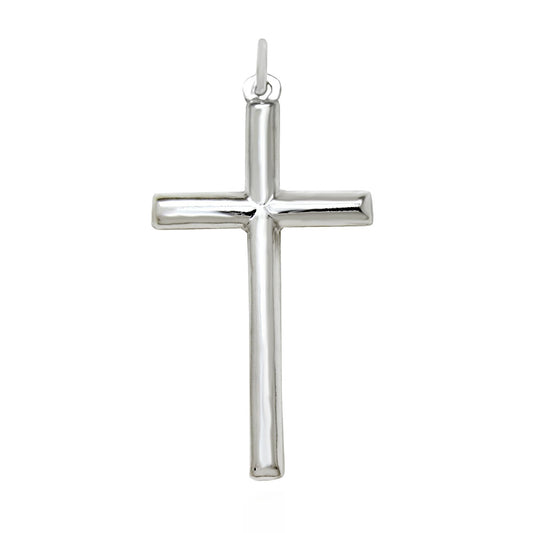 Italian Sterling Silver Round Tube Cross Pendant