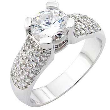 925 Sterling Silver 7mm Round Cubic Zirconia Engagement Ring