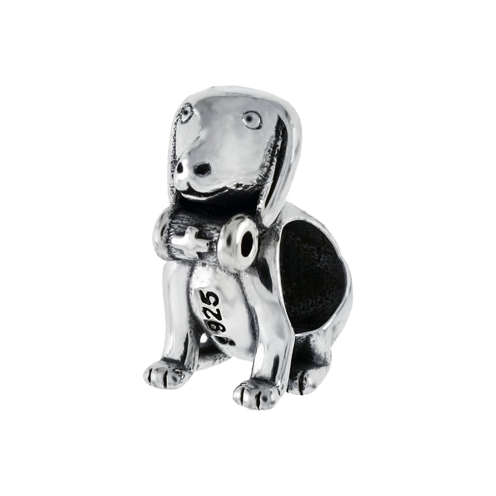 Slider Sitting Dog Charm Sterling Silver Pendant