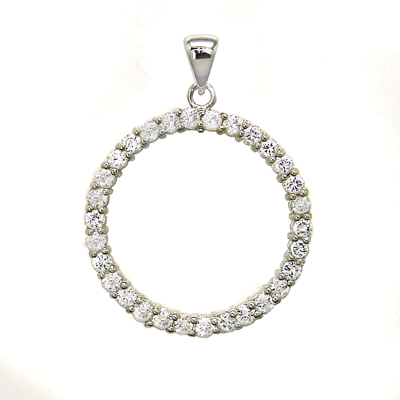 Sterling Silver Cubic Zirconia Circle Of Love Pendant