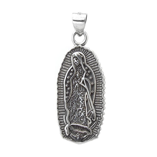 Sterling Silver Lady of Guadalupe Oxidized Pendant