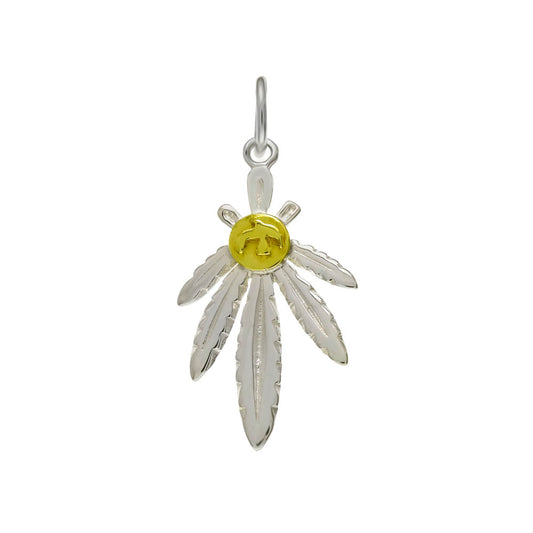 Two Tone Weed Leaf Pendant