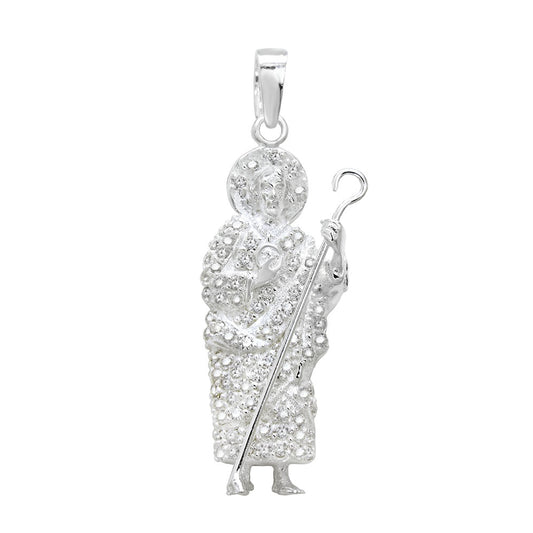 Saint Jude Thaddeus W CZ Sterling Silver Pendant