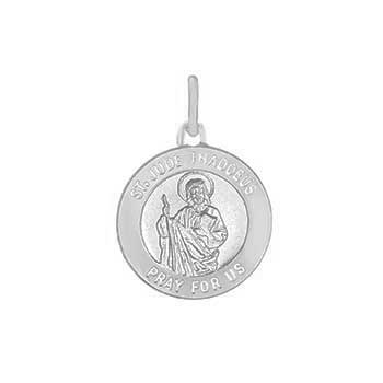 Italian Sterling Silver Satin Finished ST JUDE THADDEUS Medal Pendant