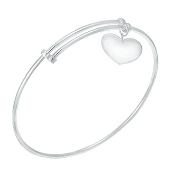 Sterling Sillver Engravable Heart Adjustable Wire Bangle