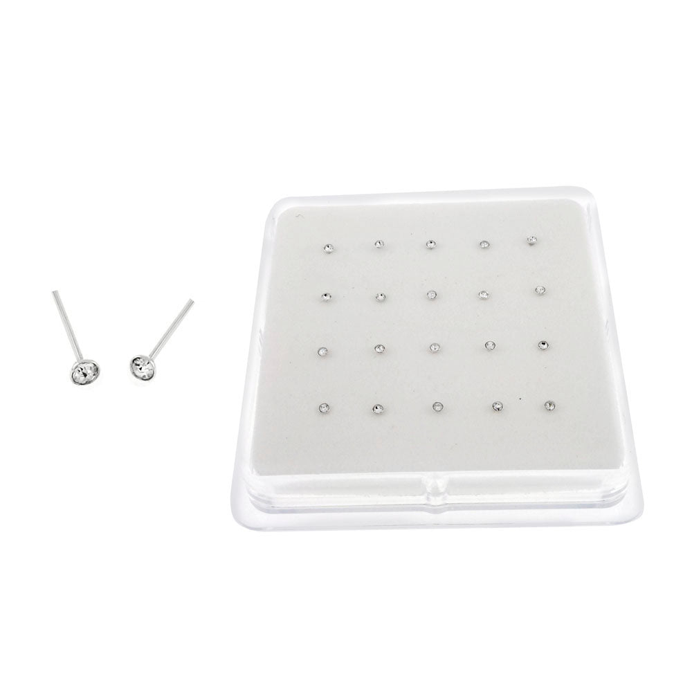 Sterling Silver 1 5mm Crystal Nose Stud Straight End