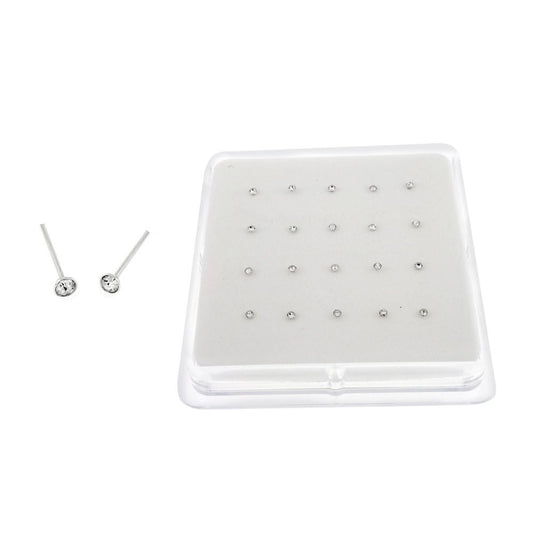 Sterling Silver 1 8mm Round Crystal Nose Stud Straight End