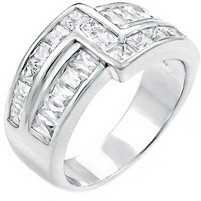 2 Lines Princess Cut Baguette Setting Ring