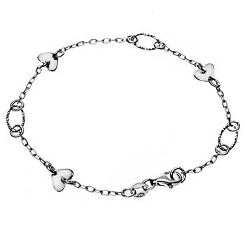 Italian Sterling Silver Fancy Heart Bracelet