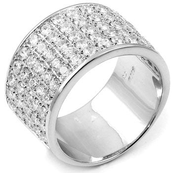 5 Lines Round Cubic Zirconia Men Band Ring