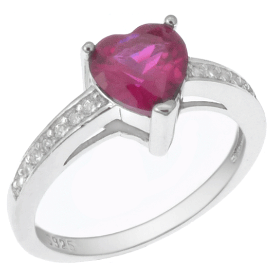 heart center stone sterling silver statement ring