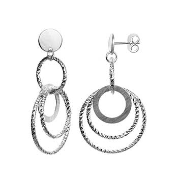 Italian Sterling Silver Circle D C Dangle Earrings