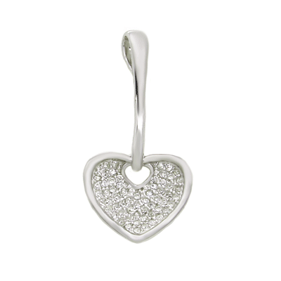 Sterling Silver Cubic Zirconia Pave Setting Heart Pendant