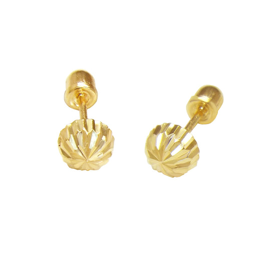 14K Yellow Gold Half Dome Stud Earrings