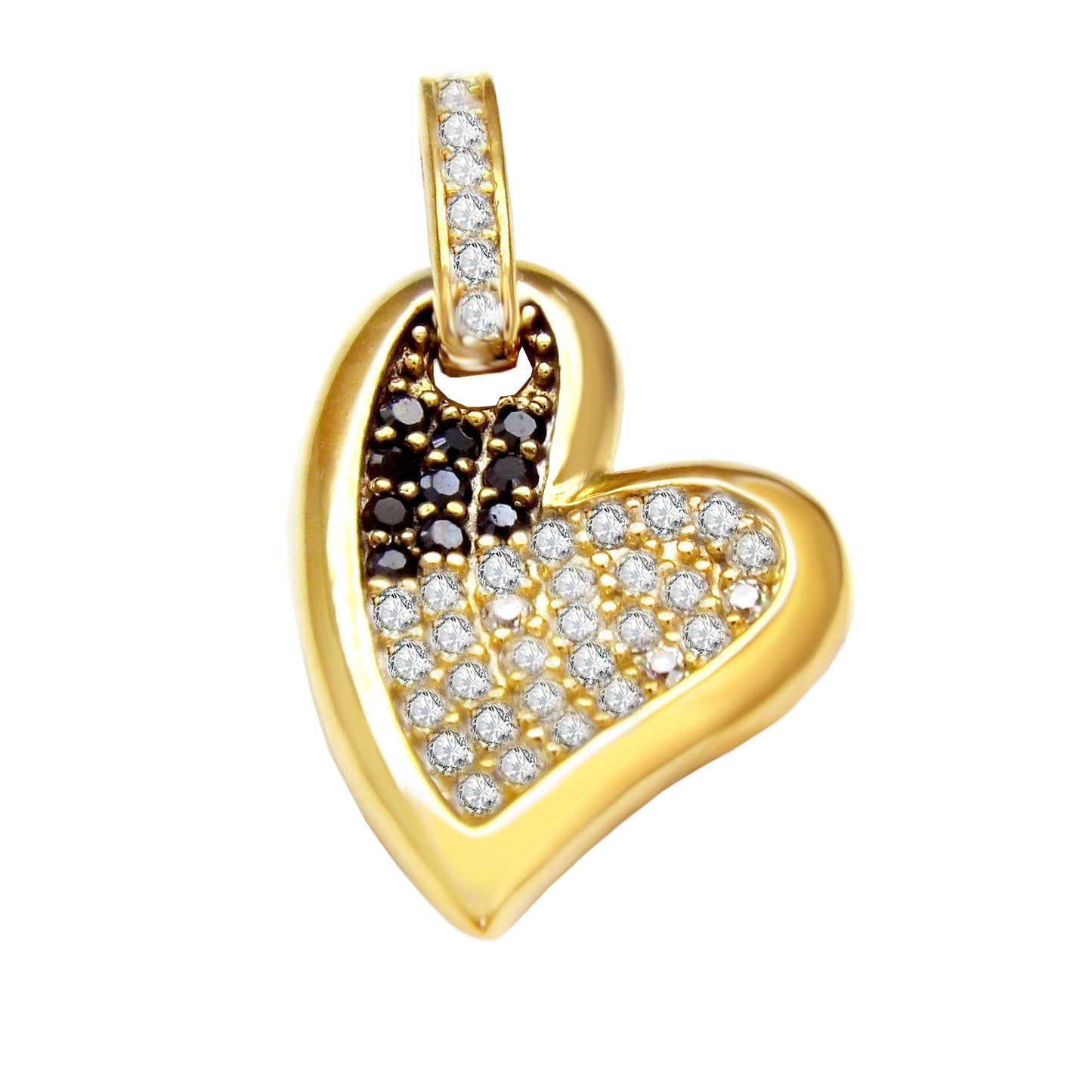 Gold Plated Black & White Heart Pendant