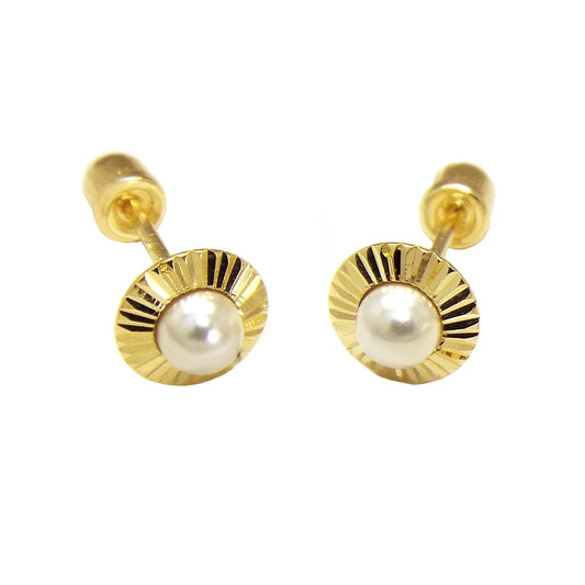 Gold Stud in Pearl Stone Earrings