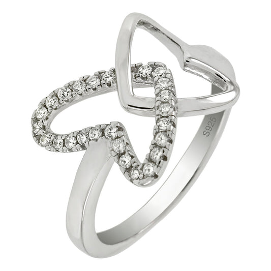 Sterling Silver Cubic Zirconia Butterfly Ring