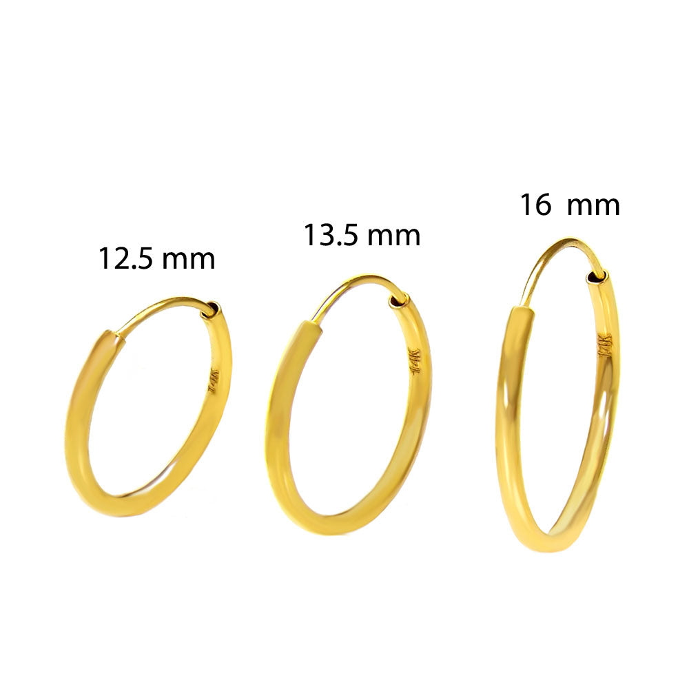 14K Gold Small Hoop Earrings (1.2mm)