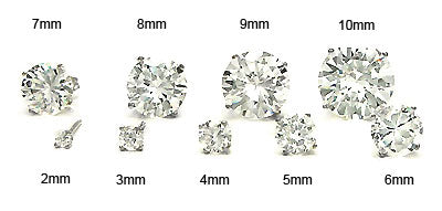 14K White Gold Round CZ 4 Prongs Basket Stud Earrings W Push Back