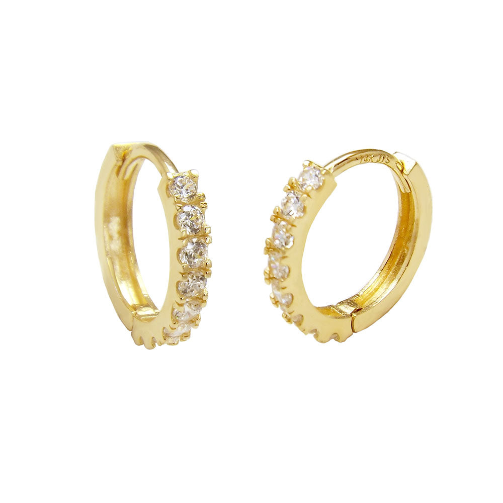 Wholesale Gold Huggie Hoops with Clear White CZ