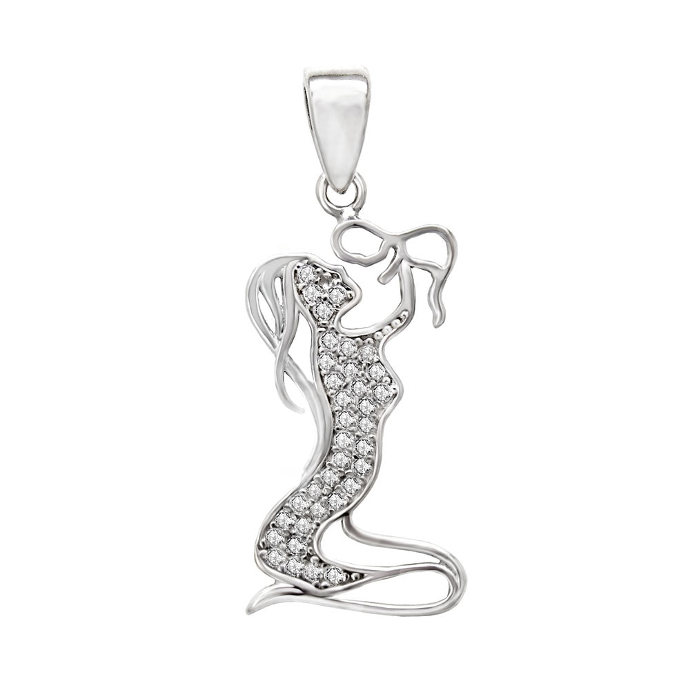 Mother Child Sterling Silver Rhodium Pendant