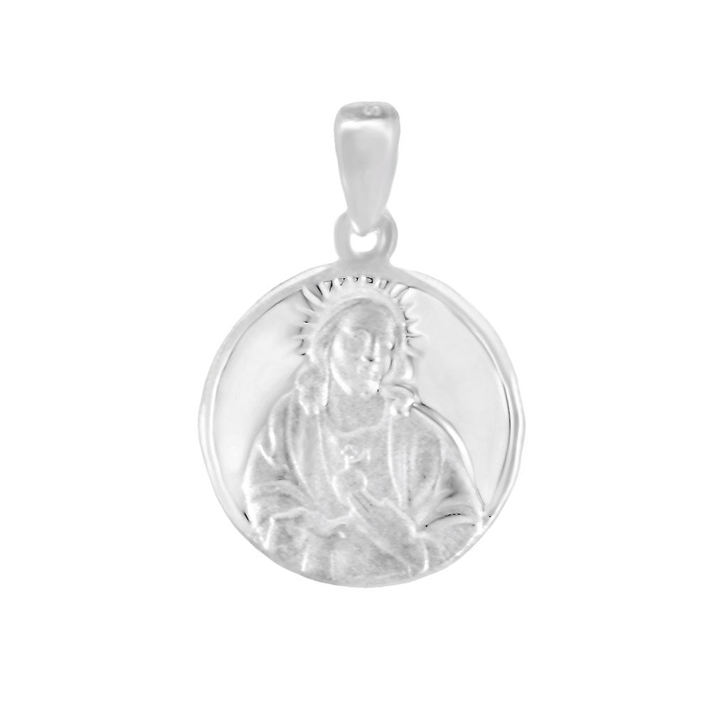 Double Side Sacred Heart of Jesus Virgin Mary and Child Medal Pendant