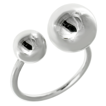 Sterling Silver 2 BALL Ring Adjustable Size