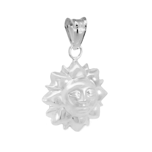 Italian Sterling Silver Double Side Puff Sun Pendant