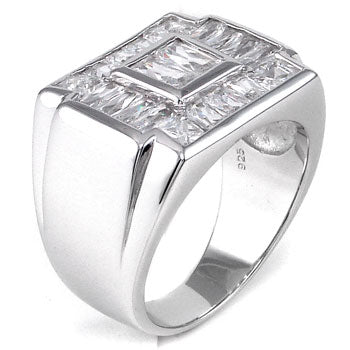 Princess Cut Baguette CZ Men Ring