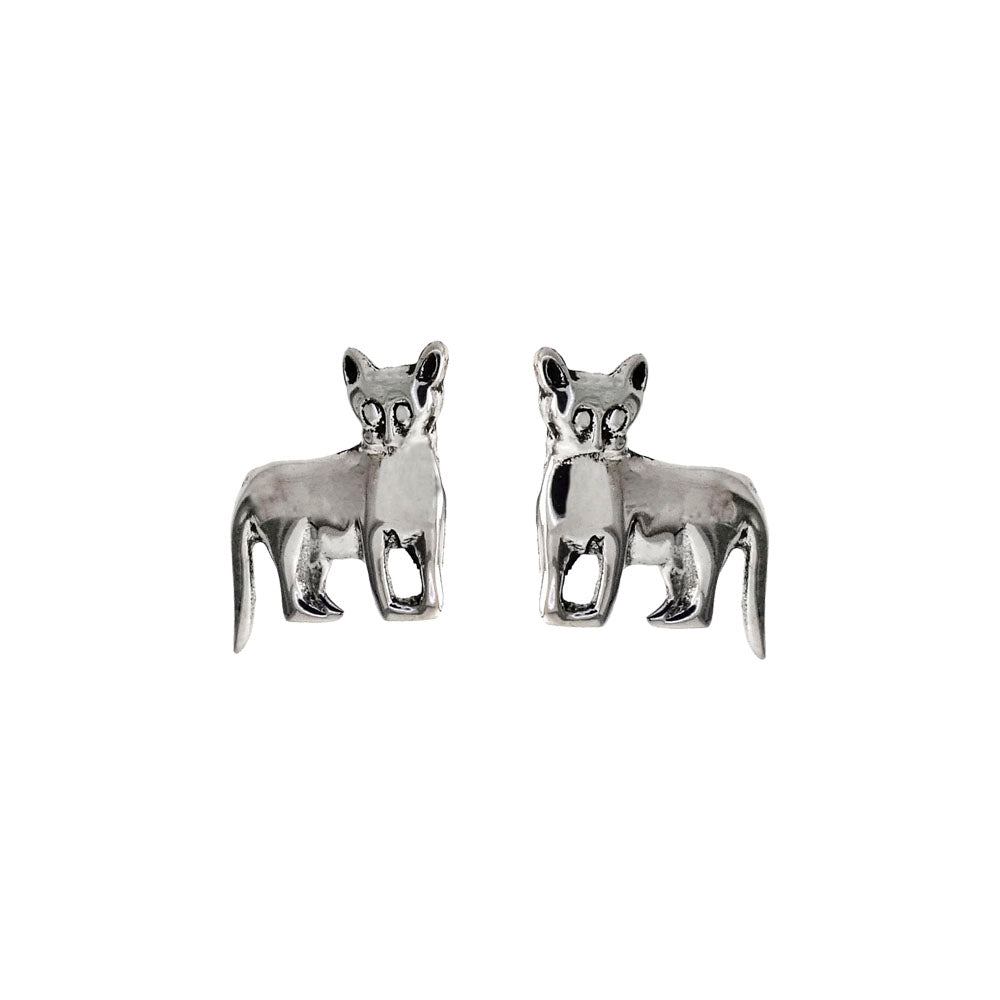 Sterling Silver Polish Cat Stud Earrings