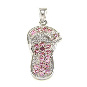 Pink Cubic Zirconia Sandal Sterling Silver Pendant