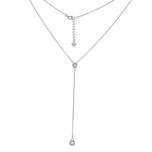 Cubic Zirconia Circle Drop Lariat Necklace