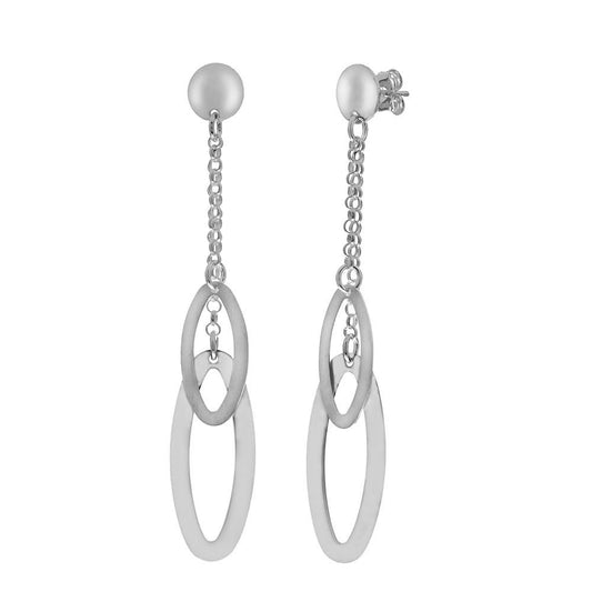 Italian Sterling Silver Double Oval Dangle Earrings