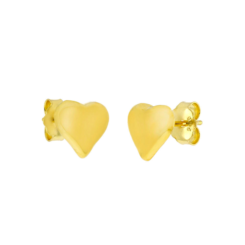 Heart Gold Plated Stud Earrings