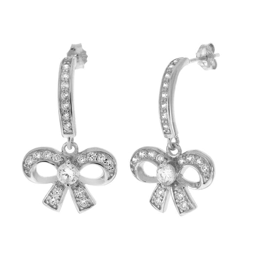 Sterling Silver Cubic Zirconia CZ Rhodium Earrings