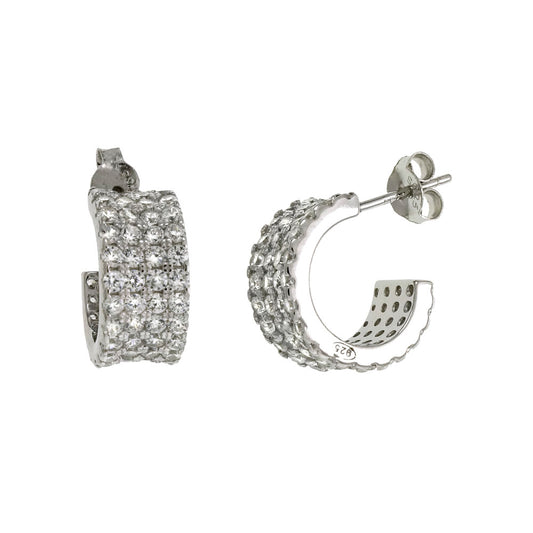 Sterling Silver 4 Lines Cubic Zirconia Earrings