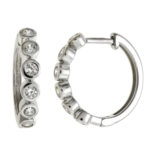 Sterling Silver Cubic Zirconia Huggie Hoop Earrings