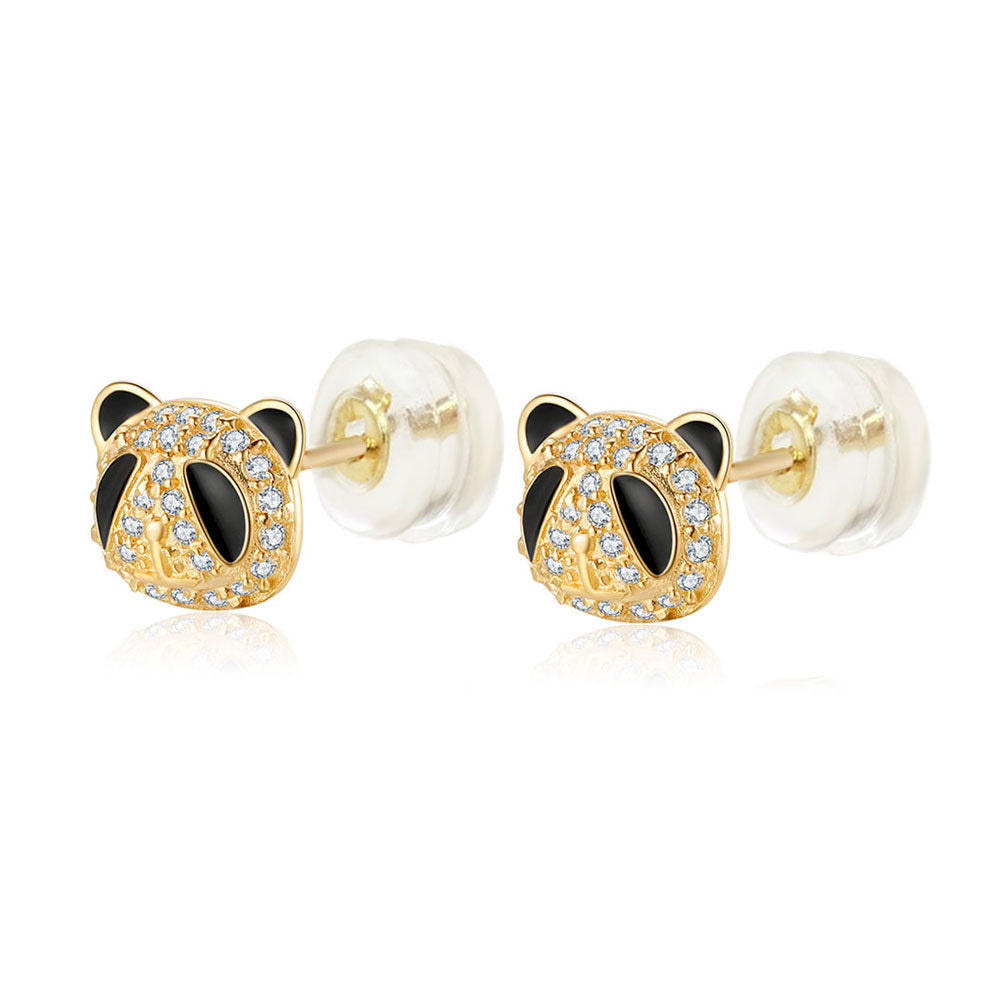 Gold Panda Stud Earrings