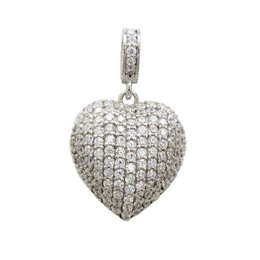 Puff Pave Heart Pendant