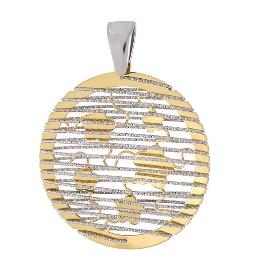 Italian Sterling Silver 3D Laser Cut Rhodium Gold Plated Pendant