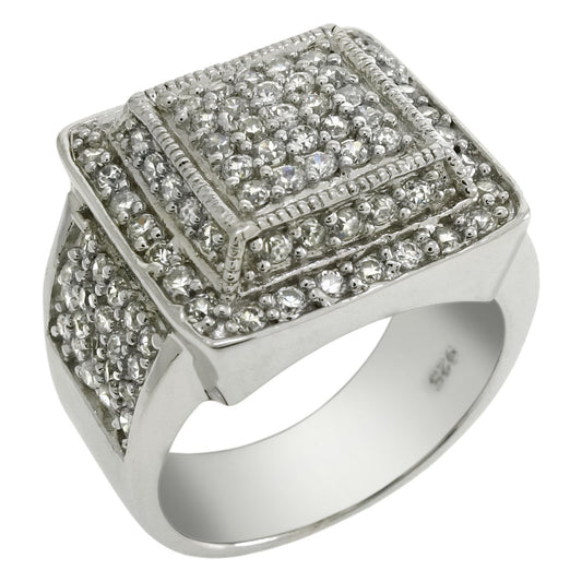 925 Sterling Silver Hip Hop Micro Pave CZ Ring