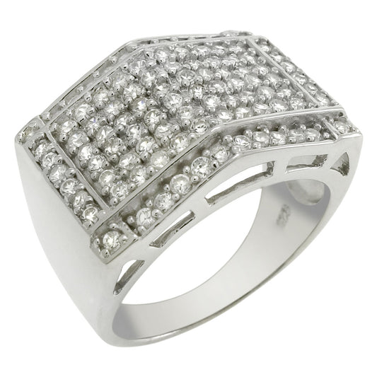 Sterling Silver Micro Pave Setting CZ Man Ring