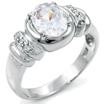 925 Sterling Silver Oval Cubic Zirconia Ring