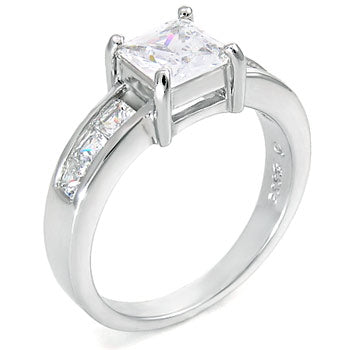 Sterling Silver 6mm Princess Cut CZ Engagement Ring