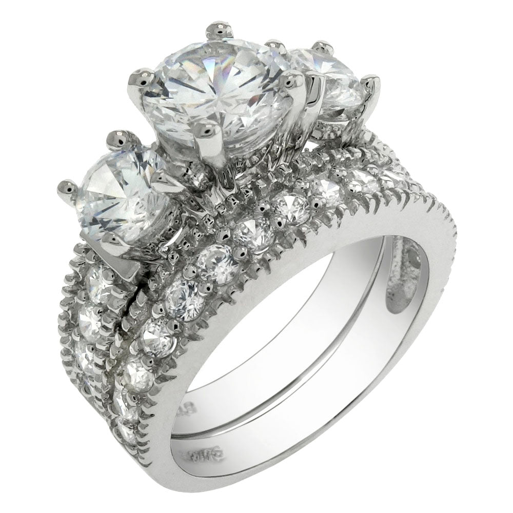 Sterling Silver Cubic Zirconia Wedding Ring Set