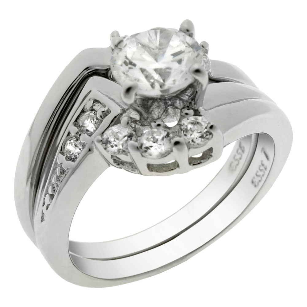 Round Cubic Zirconia Wedding Ring Set