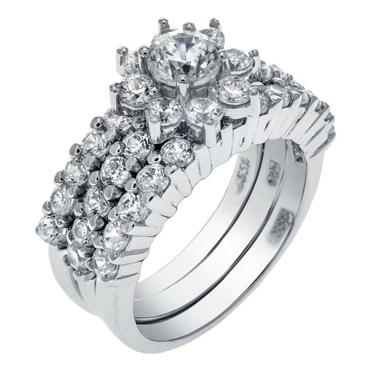 Sterling Silver Cubic Zirconia 3 Rings Set